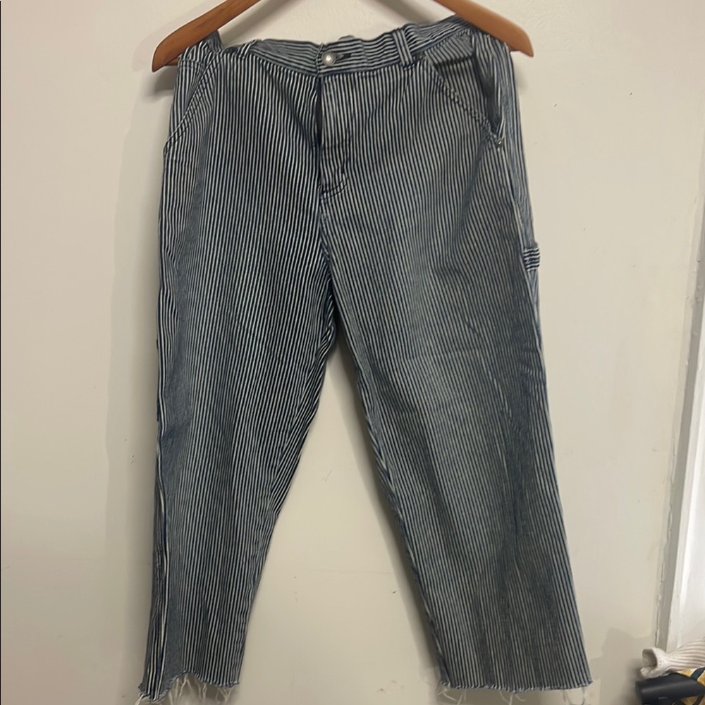 Lands End Striped Blue Jeans